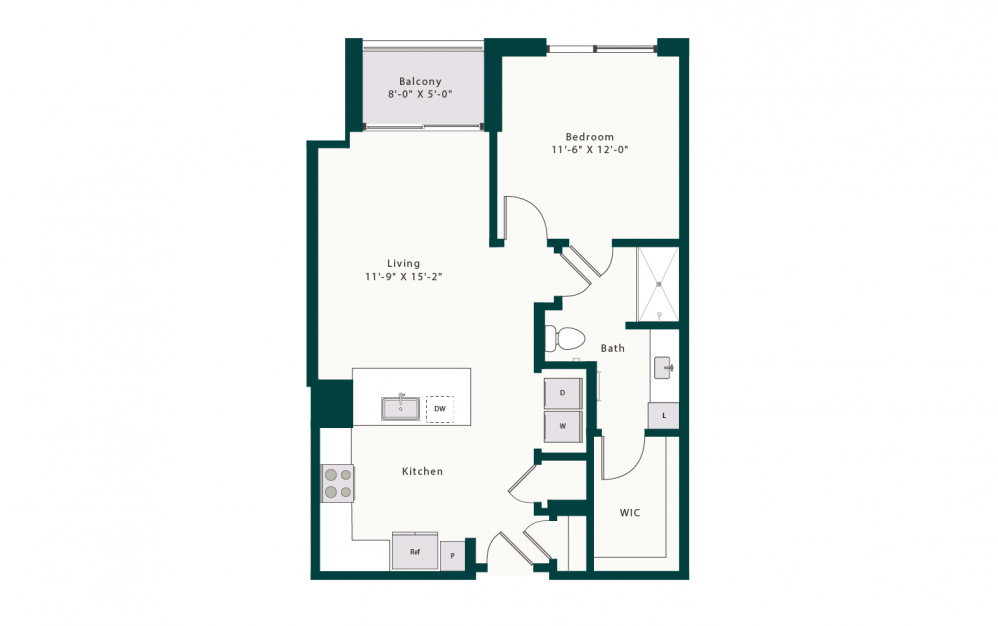 A3 - 1 bedroom floorplan layout with 1 bath and 787 square feet.