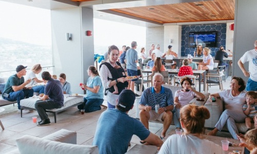 Group of people at a party outside