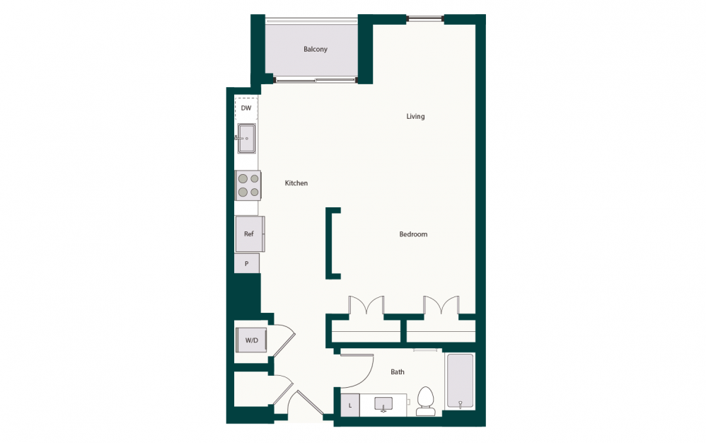 S3 - Studio floorplan layout with 1 bath and 711 square feet. S3 - Studio floorplan layout with 1 bath and 711 square feet.