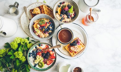 Brunch table with food