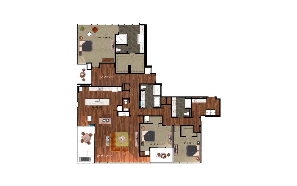 P9 - 3 bedroom floorplan layout with 3.5 baths and 3456 square feet.